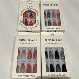 4 packs press on art nail reusable one minute easy beautiful professional new